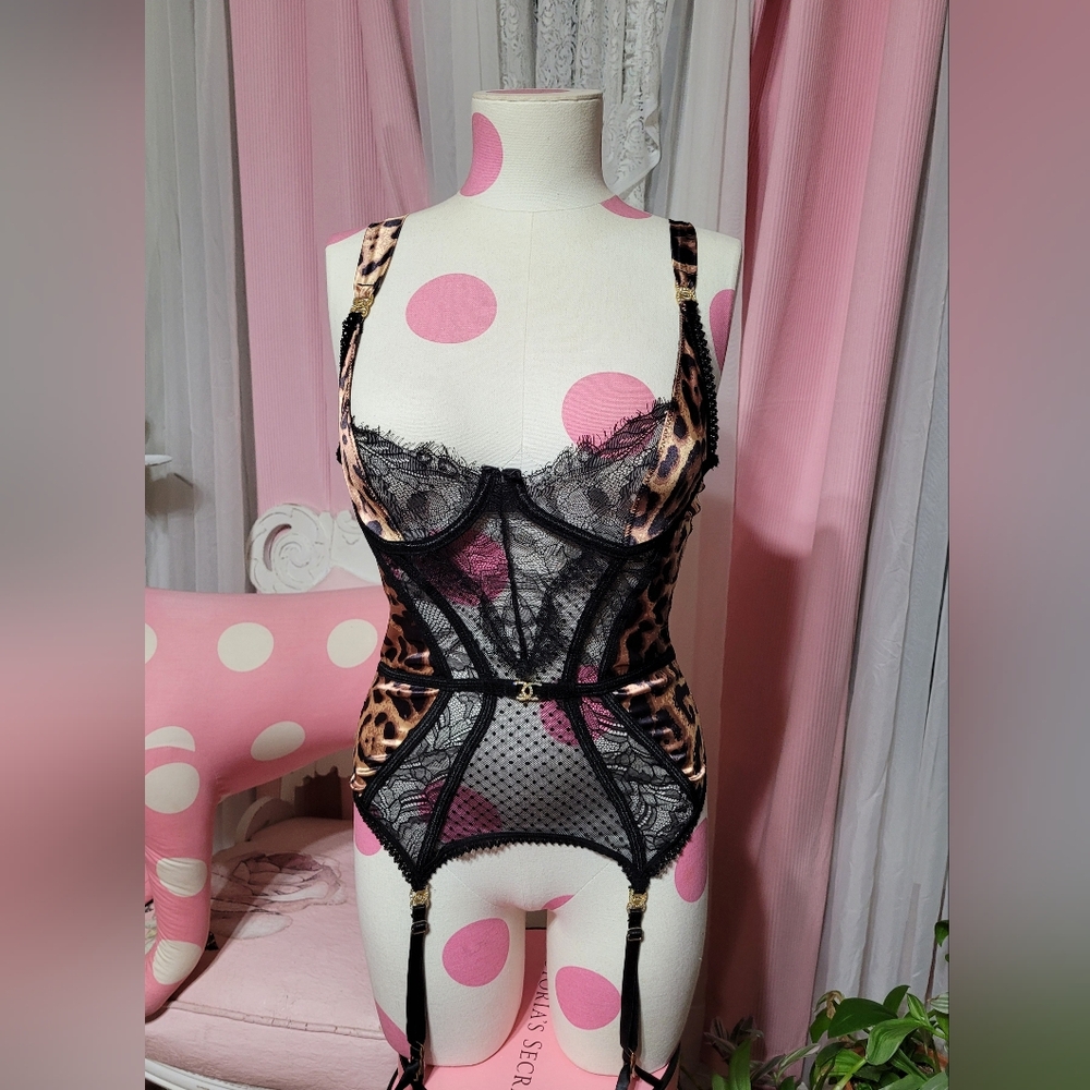 Leopard Print and Black Lace Bodysuit